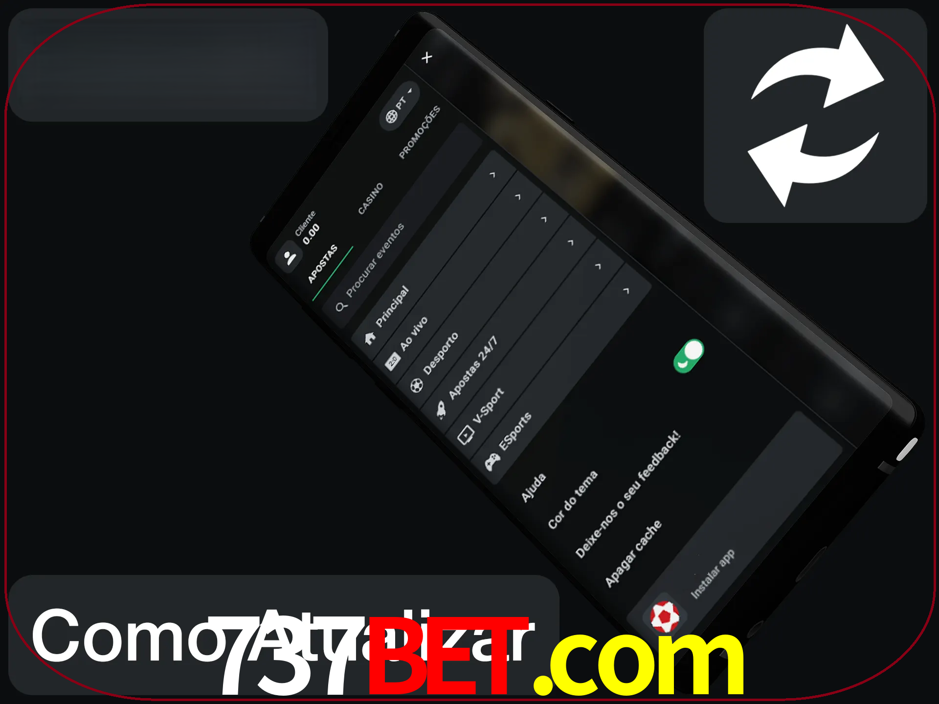 O aplicativo é atualizado automaticamente quando você faz o login.