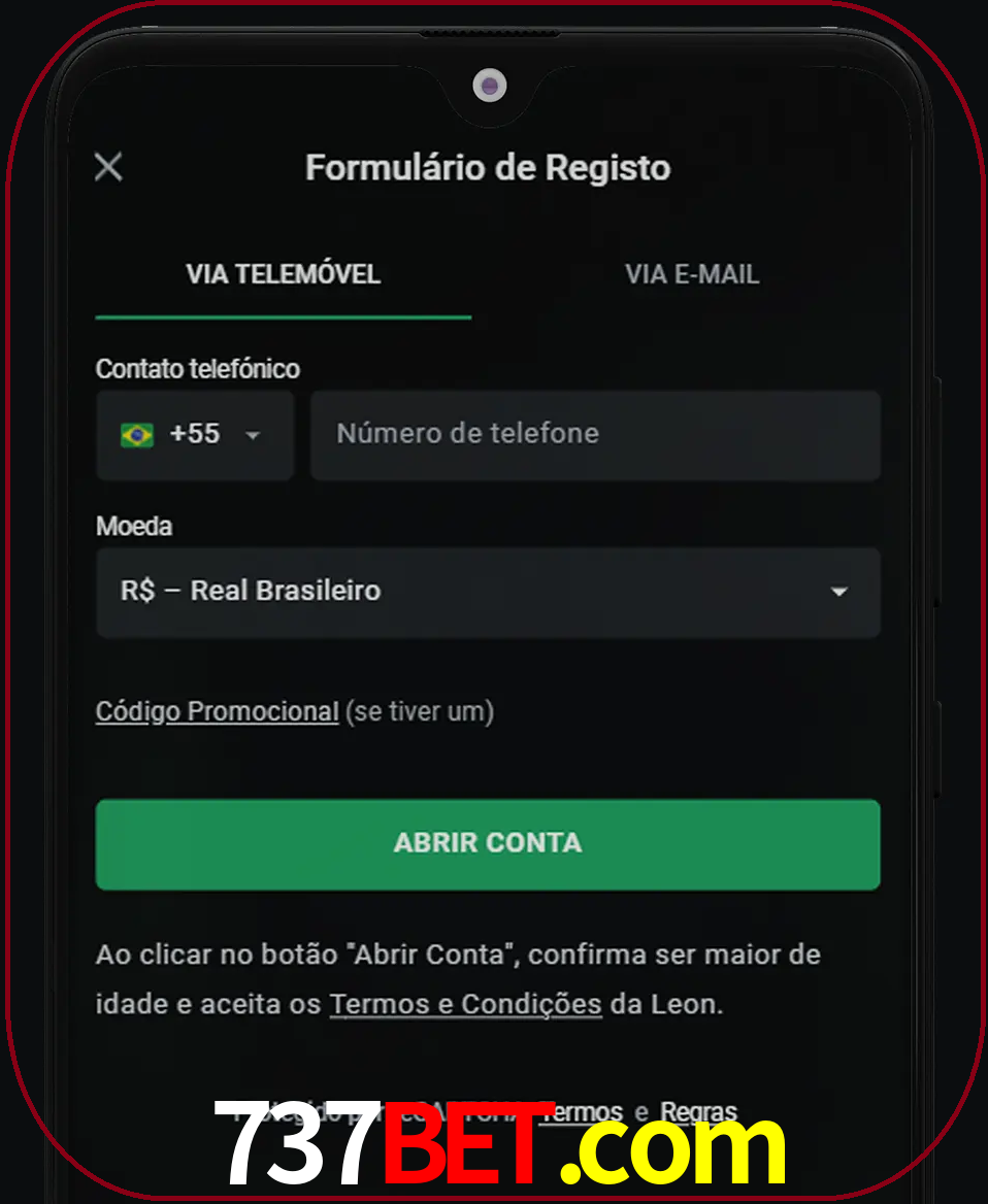 Abra o aplicativo e inicie o processo de registro.